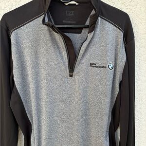 Gray and Black Lightweight Shirt‎ Jacket with Quarter-Zip